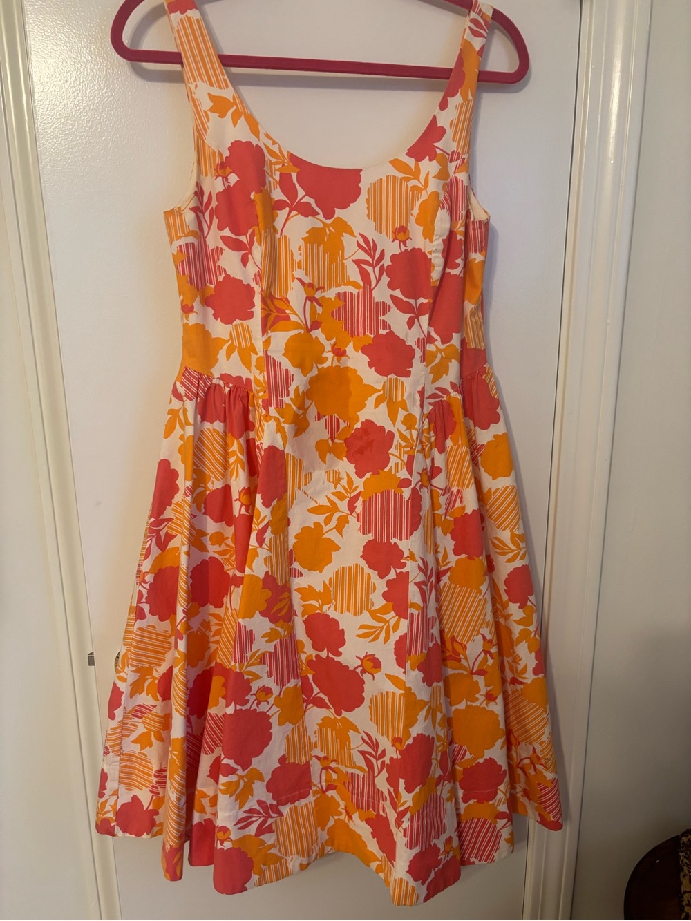 Anthropologie Pink & Orange Floral Midi Sundress